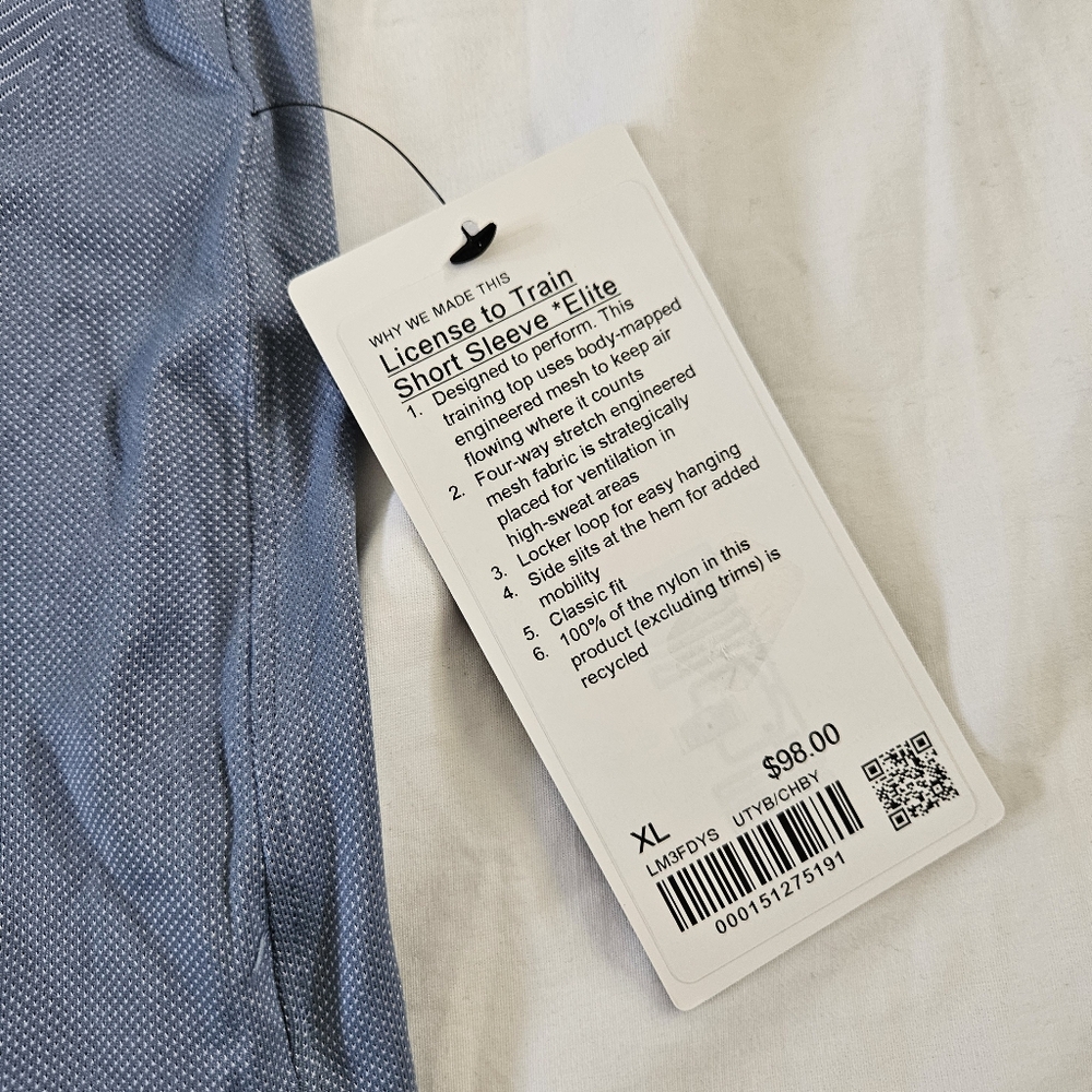 Lululemon License to Train Short Sleeve *Elite, UTYB/CHBY Blue Men's Size XLarge - Picture 10 of 10